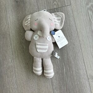 NWT Living Textiles Gray‎ Knitted Theodore Elephant Plush Toy Stuffed Animal